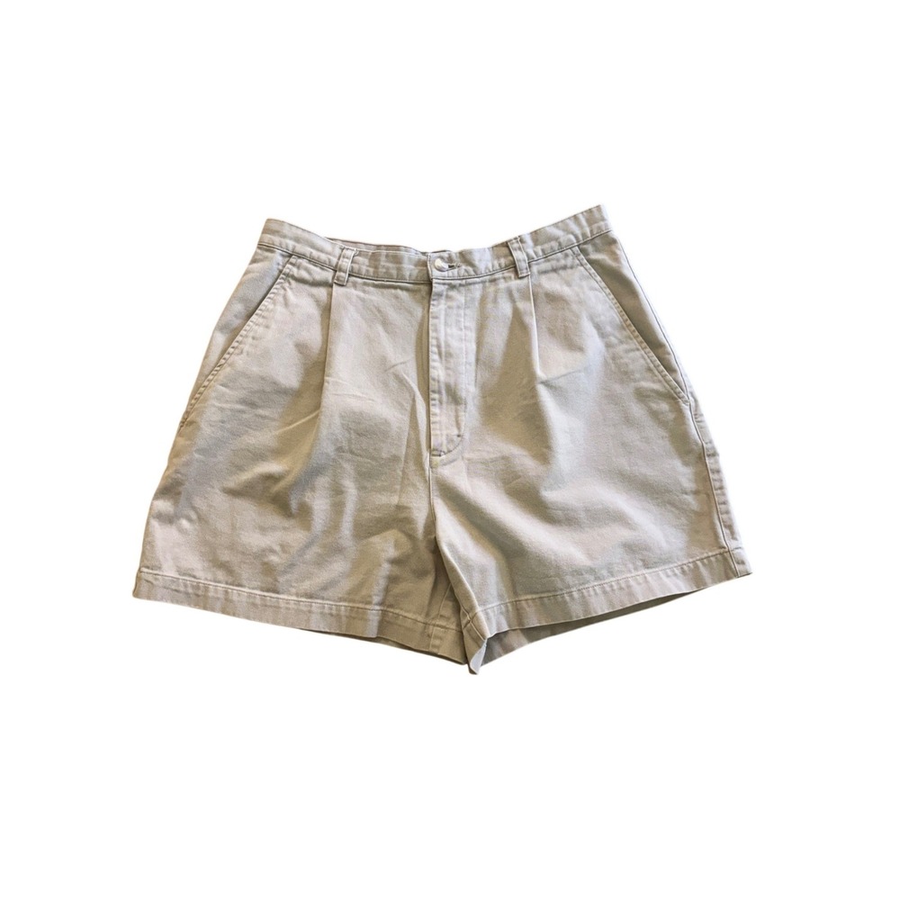 Banana Republic Pleated Chino Shorts Khaki Tan Cotton Womens 12 High‎ Rise